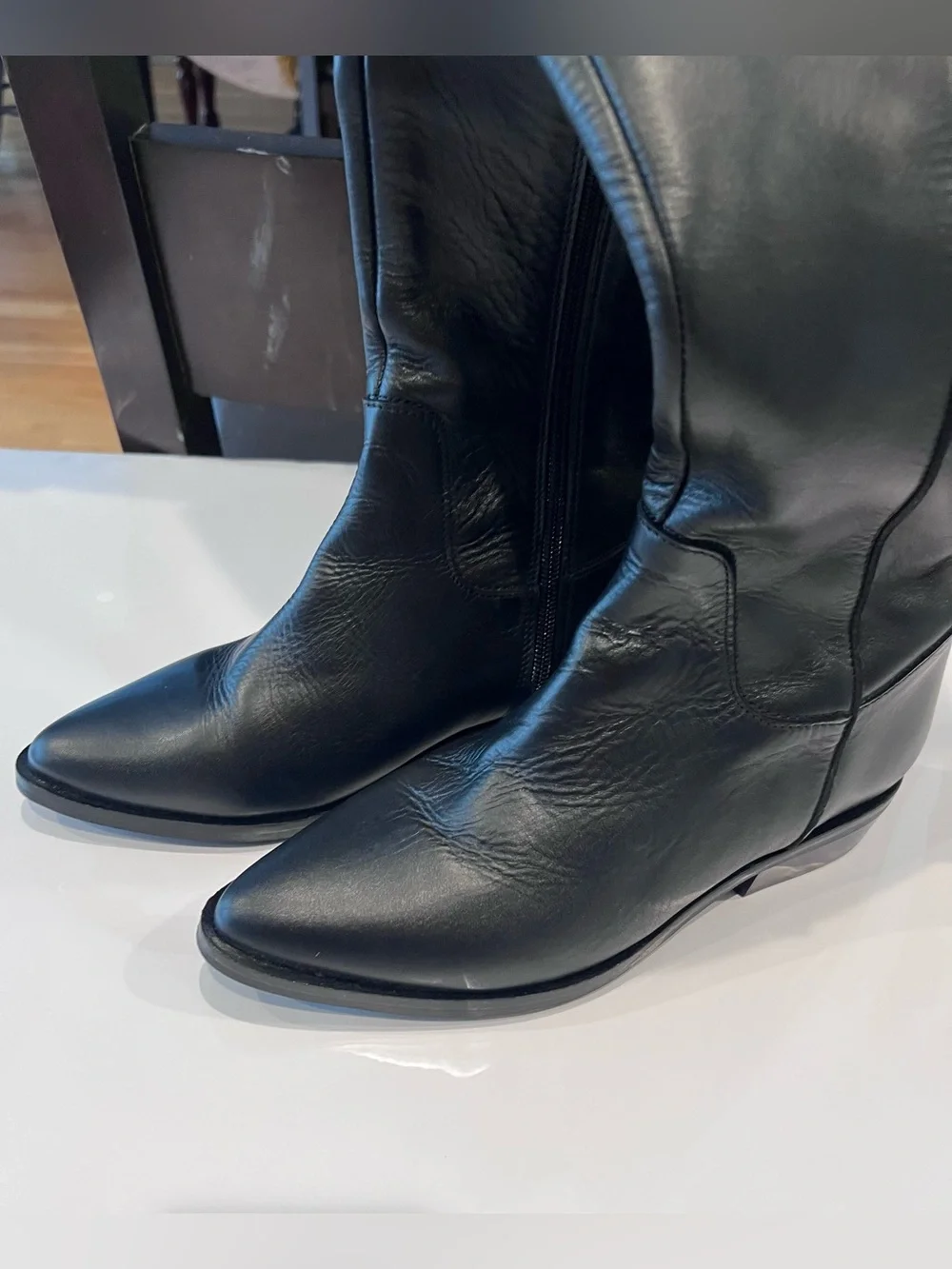 NWT Ted&Muffy Black Leather Over-the-Knee Wide Calf Riding Boots